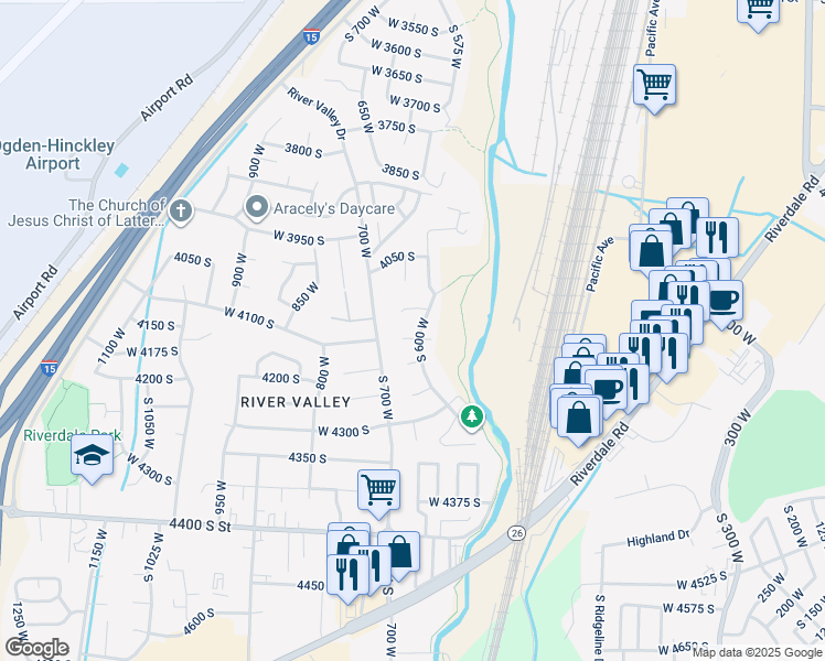 map of restaurants, bars, coffee shops, grocery stores, and more near 4189 South 600 West in Ogden