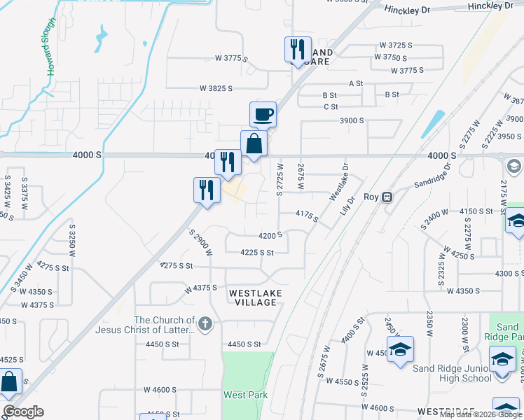 map of restaurants, bars, coffee shops, grocery stores, and more near 2778 West 4175 South in Roy