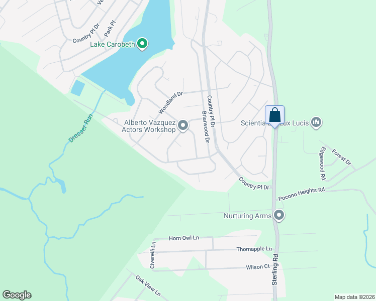 map of restaurants, bars, coffee shops, grocery stores, and more near 3626 Robin Lane in Tobyhanna