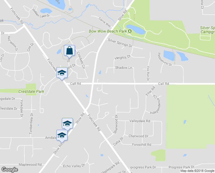 map of restaurants, bars, coffee shops, grocery stores, and more near 2394 Call Road in Stow