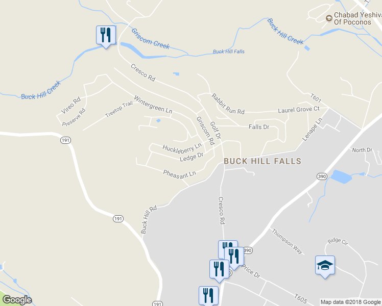 map of restaurants, bars, coffee shops, grocery stores, and more near 263 Huckleberry Lane in Newfoundland