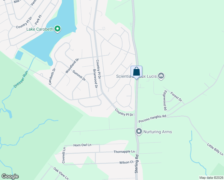 map of restaurants, bars, coffee shops, grocery stores, and more near 4537 Briarcliff Terrace in Tobyhanna