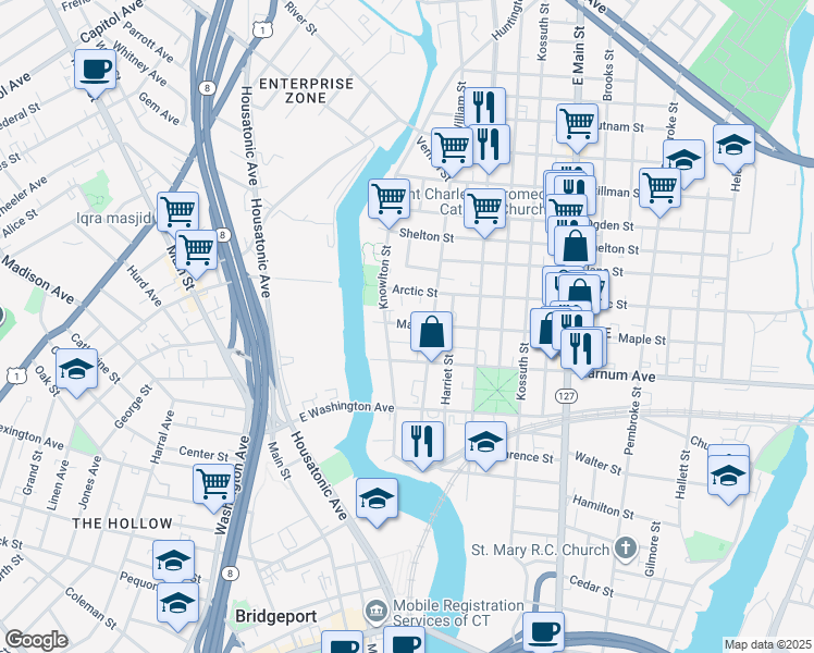 map of restaurants, bars, coffee shops, grocery stores, and more near in 
