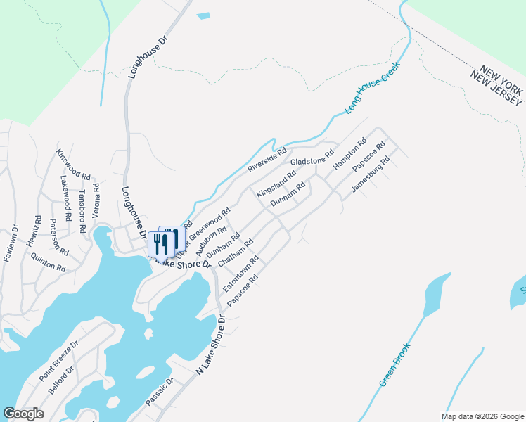 map of restaurants, bars, coffee shops, grocery stores, and more near 48 Dunham Road in West Milford