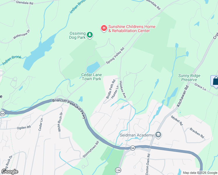 map of restaurants, bars, coffee shops, grocery stores, and more near 55 Bridle Path Road in Ossining