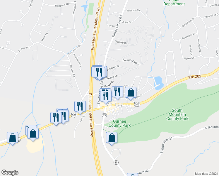 map of restaurants, bars, coffee shops, grocery stores, and more near 9 Darien Court in Pomona