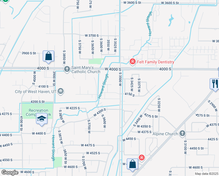 map of restaurants, bars, coffee shops, grocery stores, and more near 4124 South 3560 West in West Haven