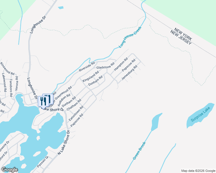 map of restaurants, bars, coffee shops, grocery stores, and more near 91 Papscoe Road in West Milford