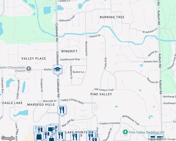 map of restaurants, bars, coffee shops, grocery stores, and more near 11306 Westwind Dr in Fort Wayne