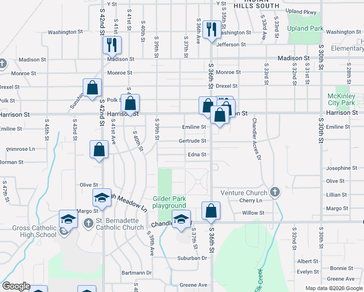 map of restaurants, bars, coffee shops, grocery stores, and more near 7124 South 38th Street in Omaha