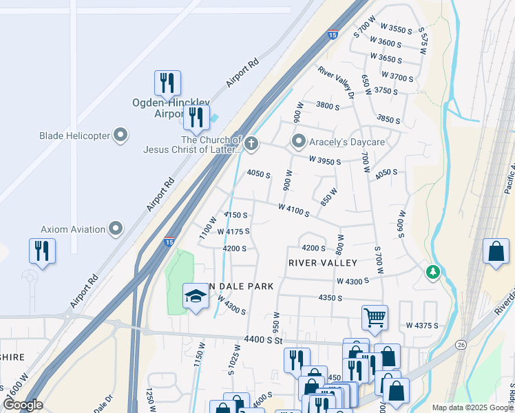 map of restaurants, bars, coffee shops, grocery stores, and more near 4106 South 1000 West in Riverdale
