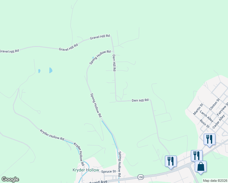 map of restaurants, bars, coffee shops, grocery stores, and more near 433 Derr Hill Road in Lock Haven