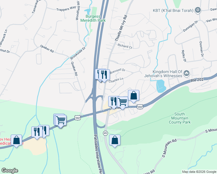 map of restaurants, bars, coffee shops, grocery stores, and more near 7 Darian Court in Pomona