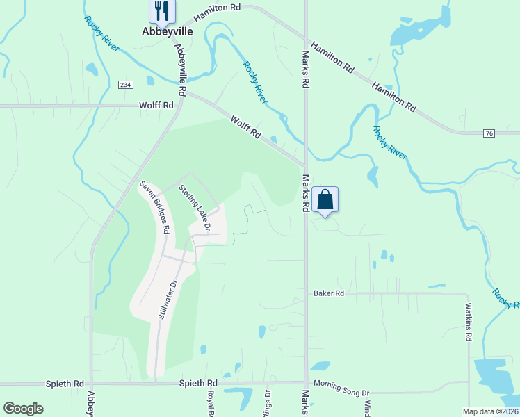 map of restaurants, bars, coffee shops, grocery stores, and more near 5466 Indian Wells Drive in Medina