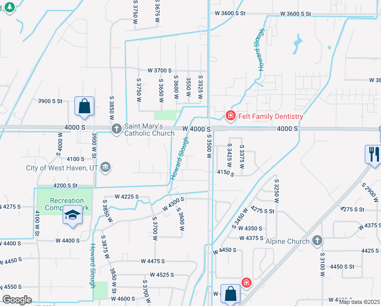 map of restaurants, bars, coffee shops, grocery stores, and more near 3548 West 4100 South in West Haven