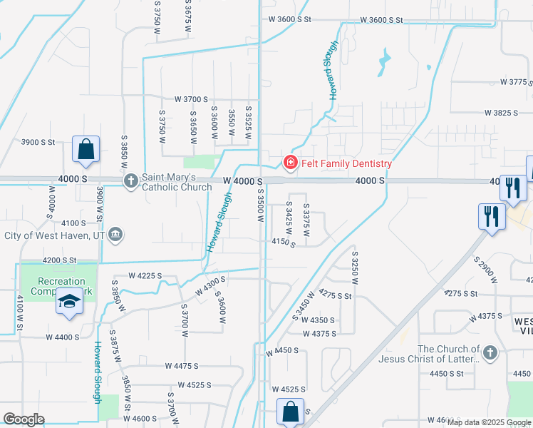 map of restaurants, bars, coffee shops, grocery stores, and more near 4083 South 3475 West in West Haven