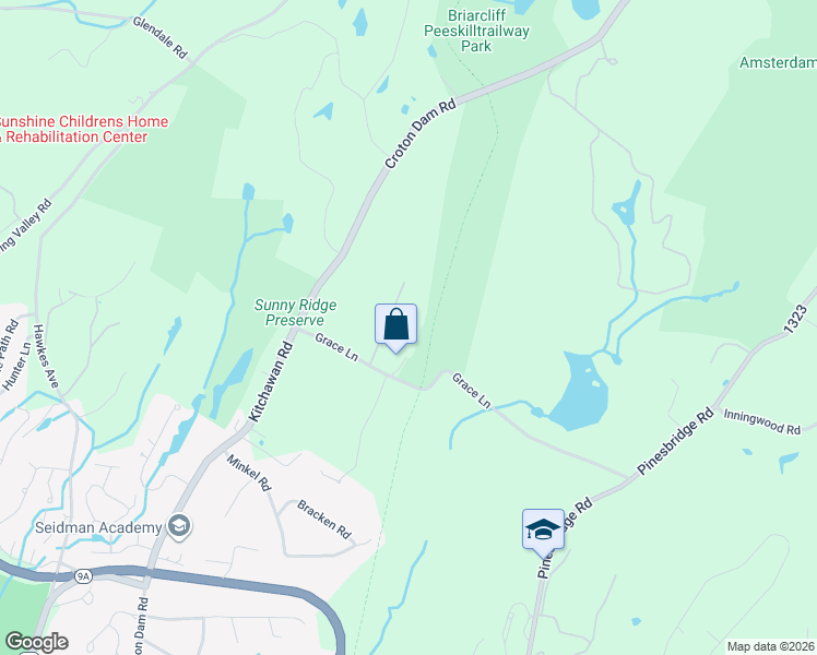 map of restaurants, bars, coffee shops, grocery stores, and more near Briarcliff-Peekskill Trailway in Ossining