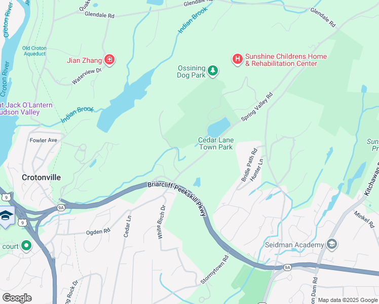 map of restaurants, bars, coffee shops, grocery stores, and more near 223 Cedar Lane in Ossining