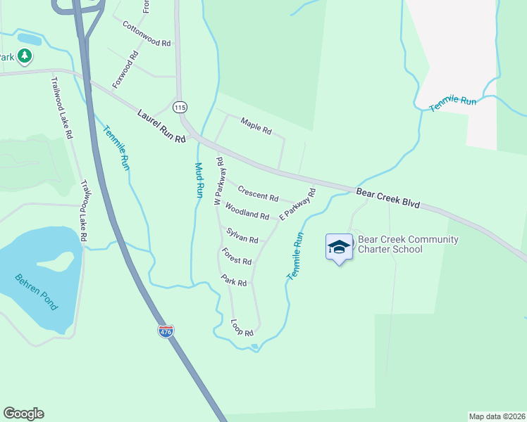map of restaurants, bars, coffee shops, grocery stores, and more near 416 Crescent Road in Luzerne