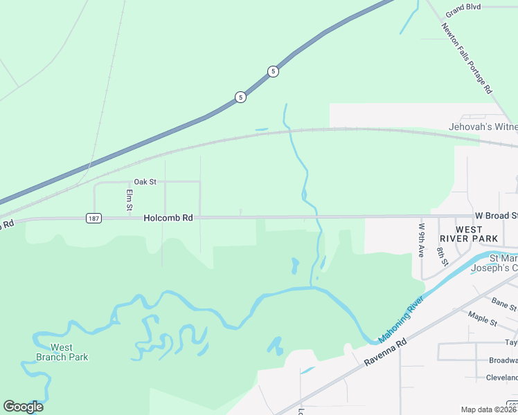 map of restaurants, bars, coffee shops, grocery stores, and more near 5592 Charleston Road in Newton Falls