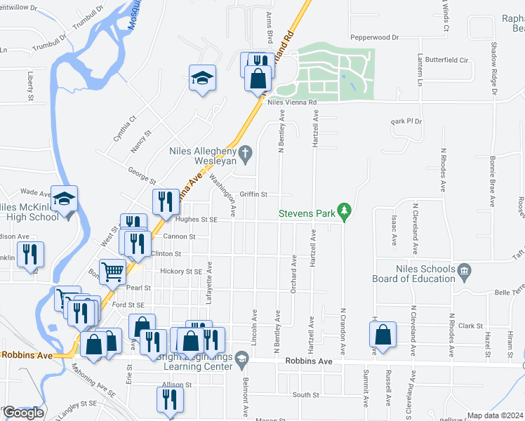 map of restaurants, bars, coffee shops, grocery stores, and more near 737 Lincoln Avenue in Niles