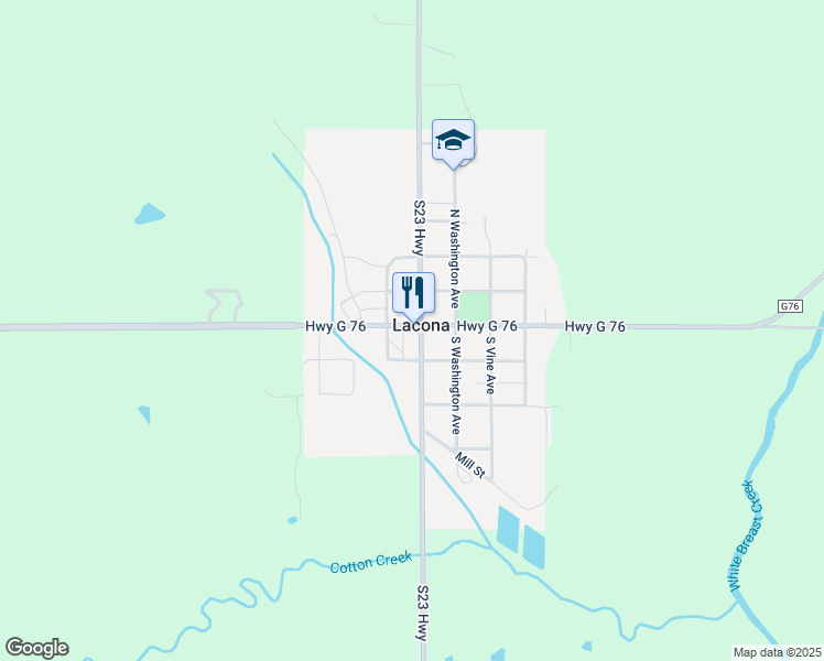 map of restaurants, bars, coffee shops, grocery stores, and more near in Lacona