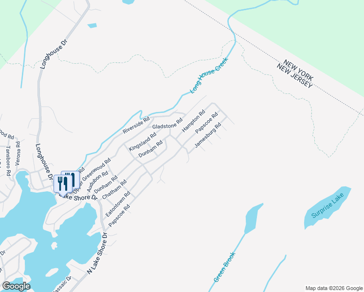 map of restaurants, bars, coffee shops, grocery stores, and more near 117 Papscoe Road in West Milford