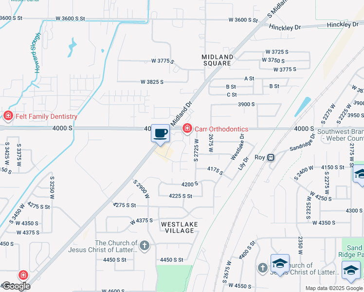 map of restaurants, bars, coffee shops, grocery stores, and more near 2779 West 4000 South in Roy