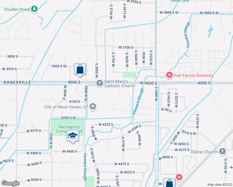 map of restaurants, bars, coffee shops, grocery stores, and more near 4063 South 3800 West in West Haven