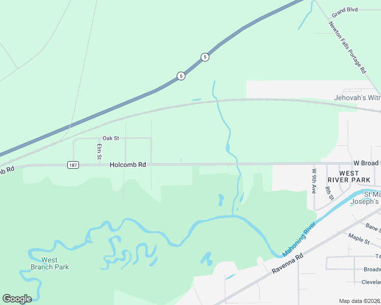 map of restaurants, bars, coffee shops, grocery stores, and more near 5592 Charleston Road in Newton Falls