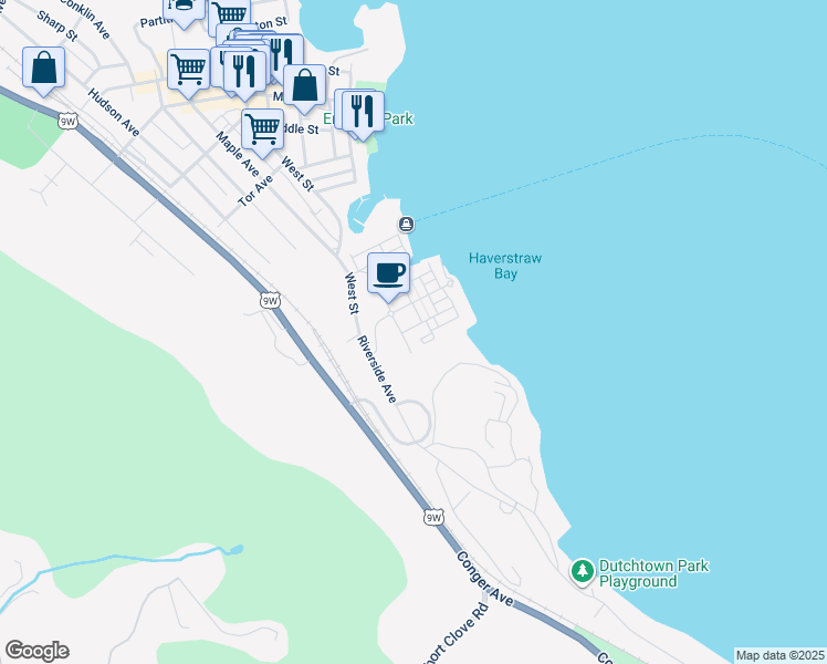 map of restaurants, bars, coffee shops, grocery stores, and more near 3116 Leeward Drive in Haverstraw