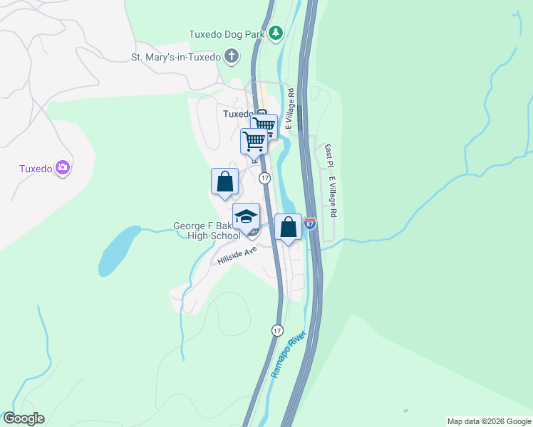map of restaurants, bars, coffee shops, grocery stores, and more near 6 Sparten Place in Tuxedo Park