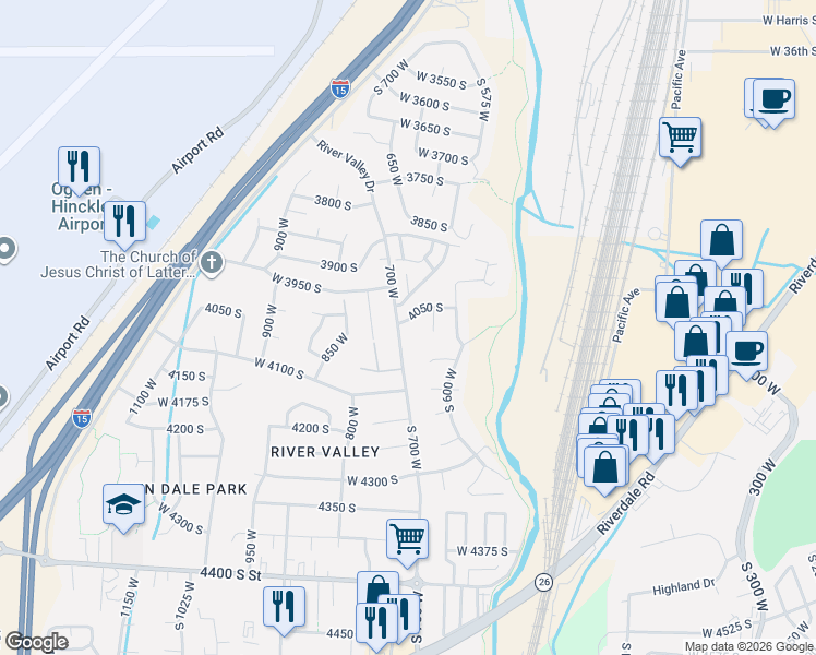map of restaurants, bars, coffee shops, grocery stores, and more near 685 4050 South in Ogden