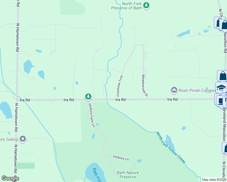 map of restaurants, bars, coffee shops, grocery stores, and more near 1958 Firestone Trce in Akron