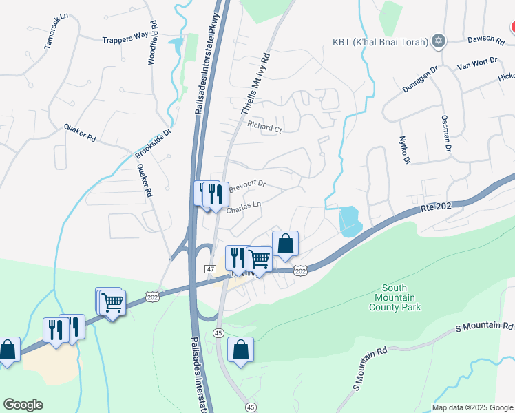 map of restaurants, bars, coffee shops, grocery stores, and more near 10 Charles Lane in Pomona