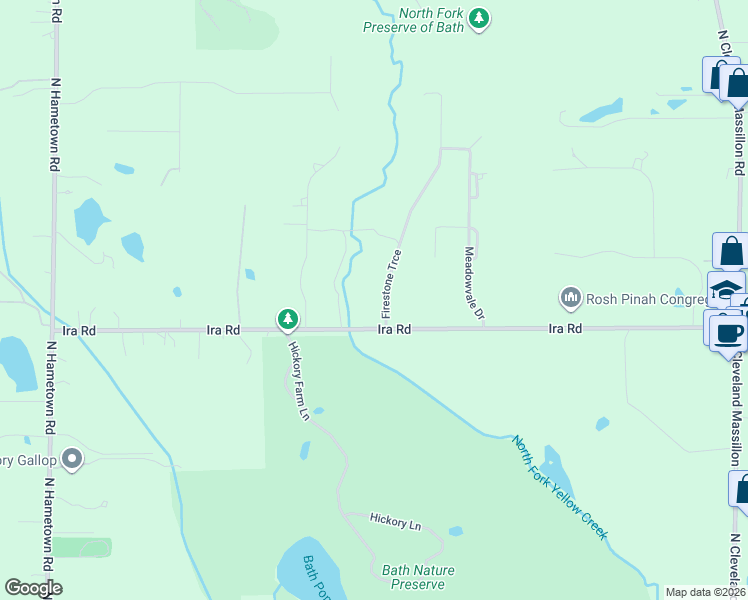 map of restaurants, bars, coffee shops, grocery stores, and more near 1958 Firestone Trce in Akron