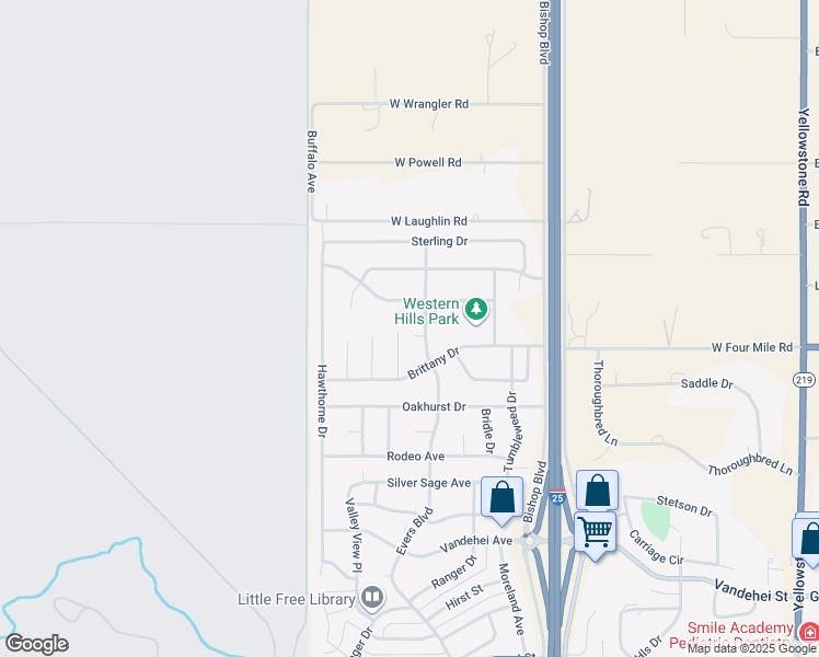 map of restaurants, bars, coffee shops, grocery stores, and more near 7541 Jessica Drive in Cheyenne