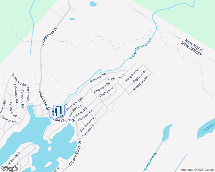 map of restaurants, bars, coffee shops, grocery stores, and more near 26 Kingsland Road in West Milford