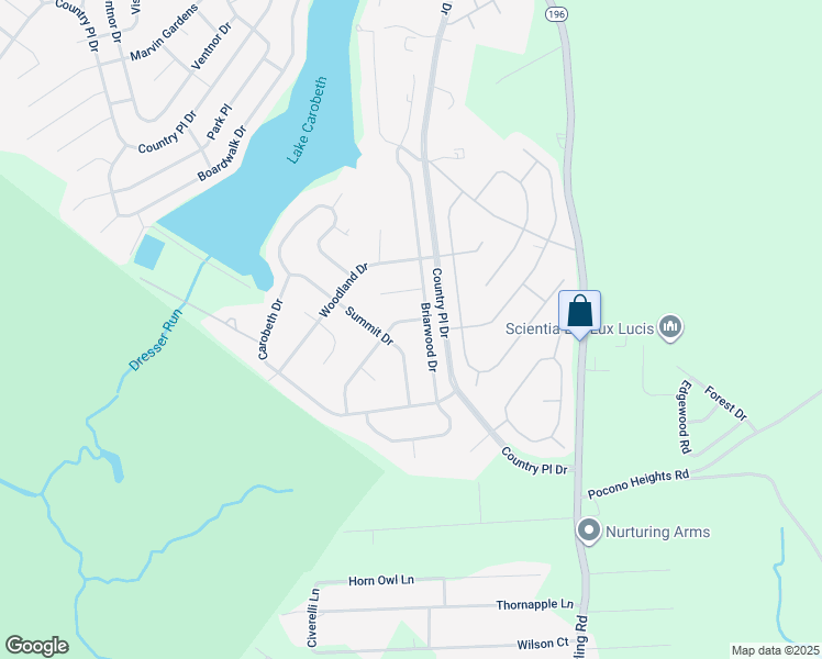 map of restaurants, bars, coffee shops, grocery stores, and more near 3435 Primrose Terrace in Tobyhanna