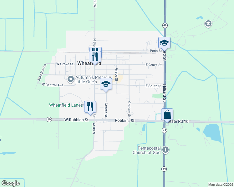 map of restaurants, bars, coffee shops, grocery stores, and more near 276 Jackson St in Wheatfield