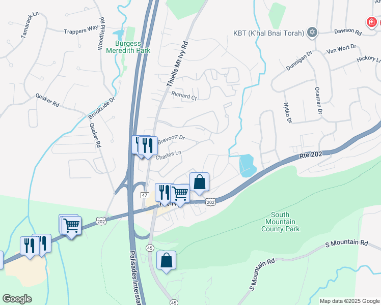 map of restaurants, bars, coffee shops, grocery stores, and more near 18 Charles Lane in Pomona