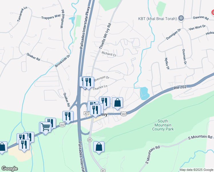 map of restaurants, bars, coffee shops, grocery stores, and more near 7 Charles Lane in Pomona