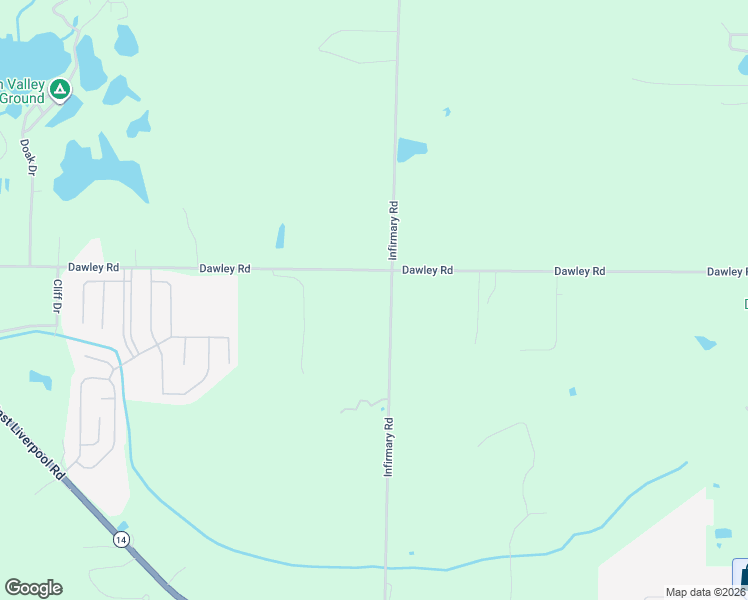 map of restaurants, bars, coffee shops, grocery stores, and more near 7319 Infirmary Road in Ravenna