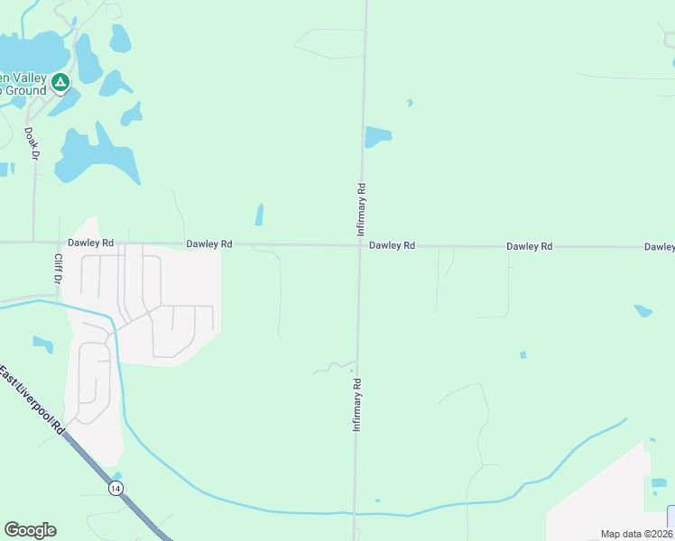 map of restaurants, bars, coffee shops, grocery stores, and more near 7319 Infirmary Road in Ravenna
