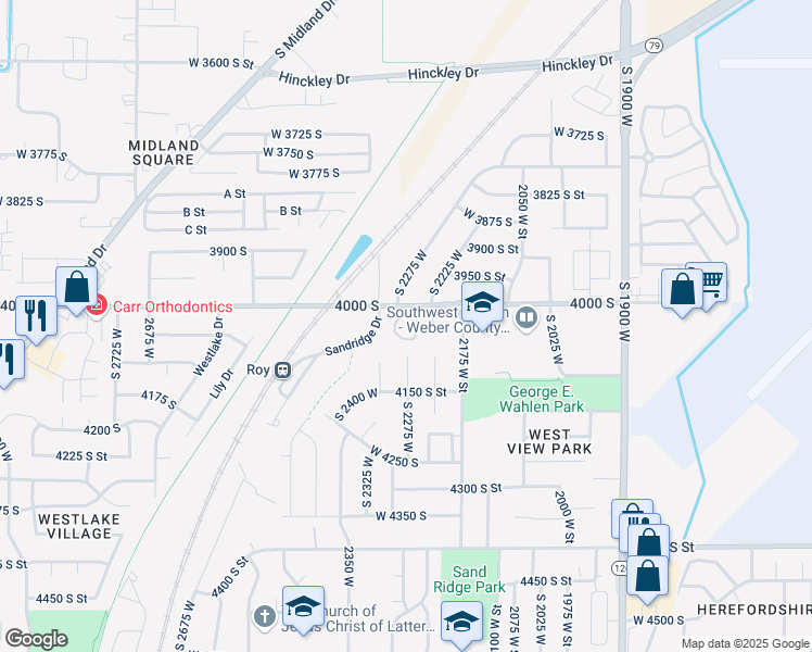 map of restaurants, bars, coffee shops, grocery stores, and more near in Roy