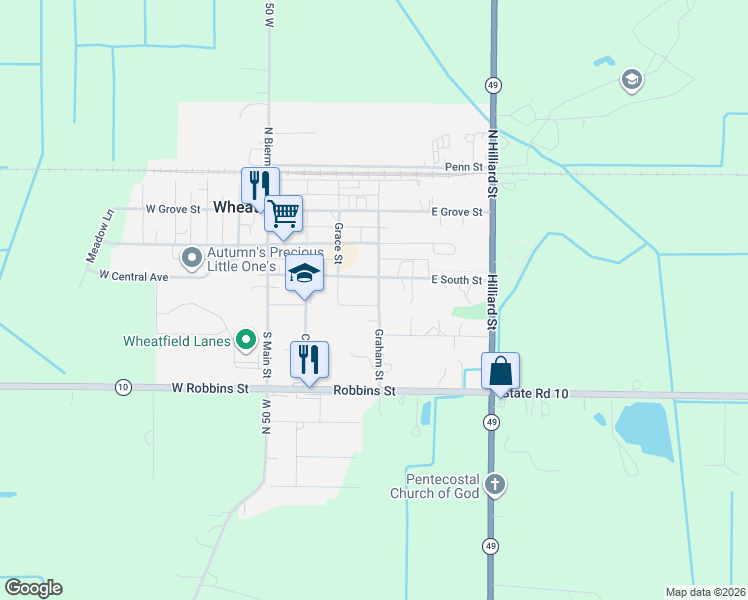 map of restaurants, bars, coffee shops, grocery stores, and more near 234-276 Jackson St in Wheatfield