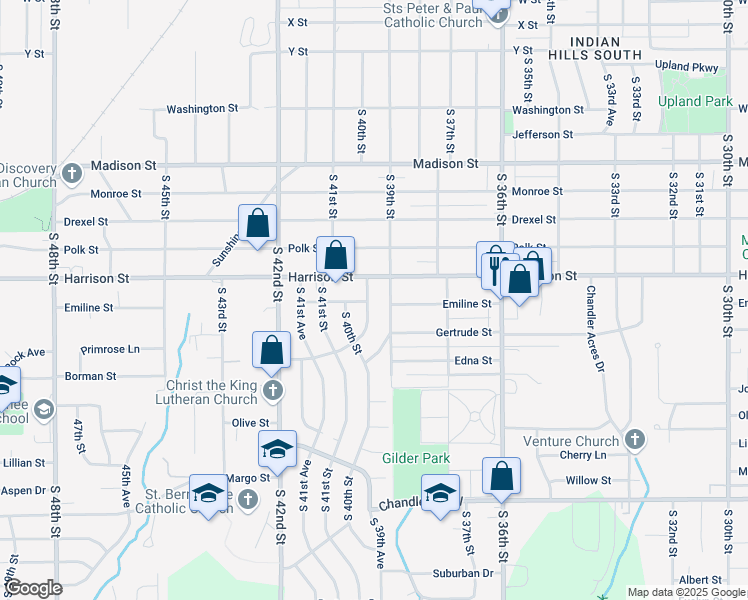 map of restaurants, bars, coffee shops, grocery stores, and more near 6919 South 39th Avenue in Bellevue