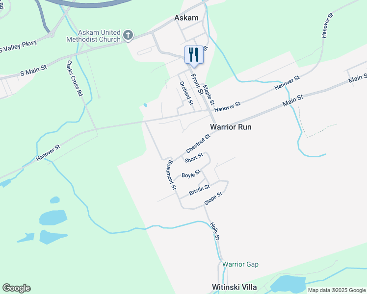 map of restaurants, bars, coffee shops, grocery stores, and more near Chestnut Street in Wilkes-Barre Township