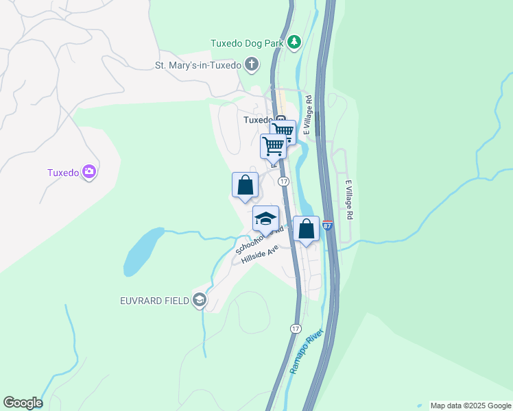 map of restaurants, bars, coffee shops, grocery stores, and more near 14 Circle Drive in Tuxedo Park