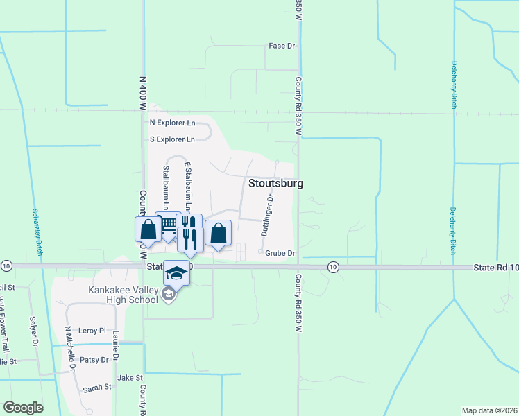 map of restaurants, bars, coffee shops, grocery stores, and more near 12159 Murray Ln in Wheatfield